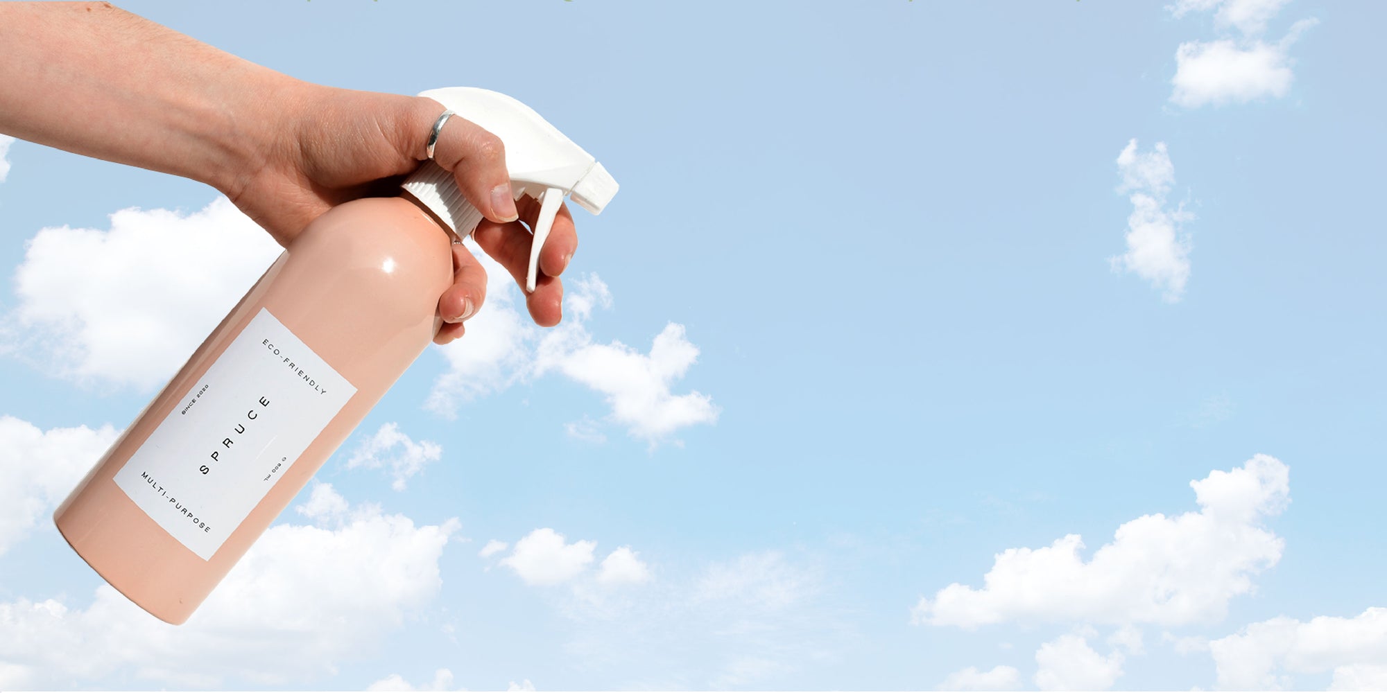 sustainable cleaning products that are chemical free on a cloud background