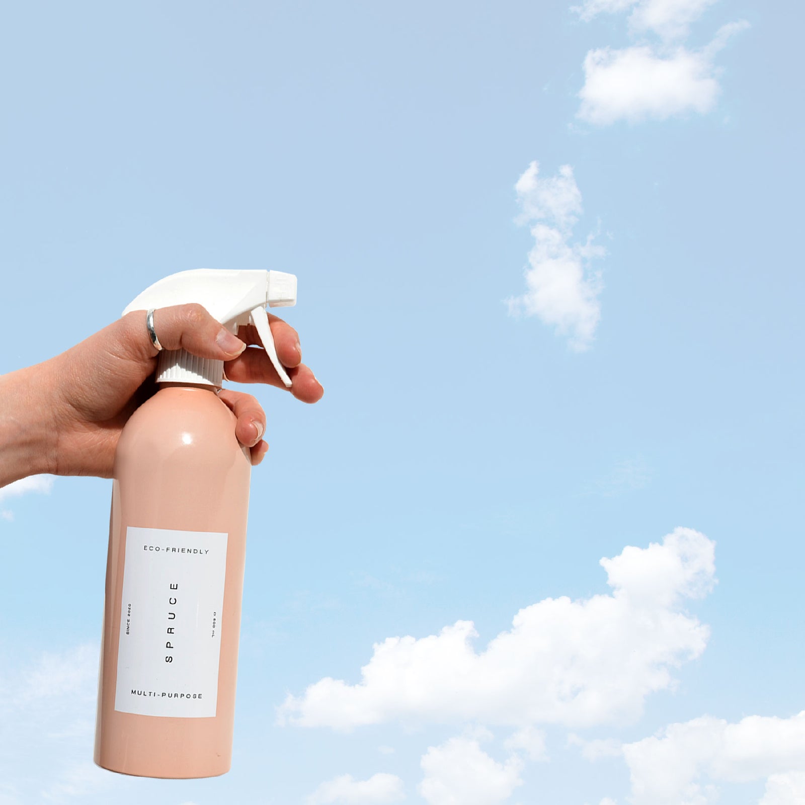 sustainable cleaning products that are chemical free on a cloud background